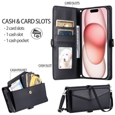 SKALO iPhone 16 Pro Evelope Clutch 5-Fack - Svart