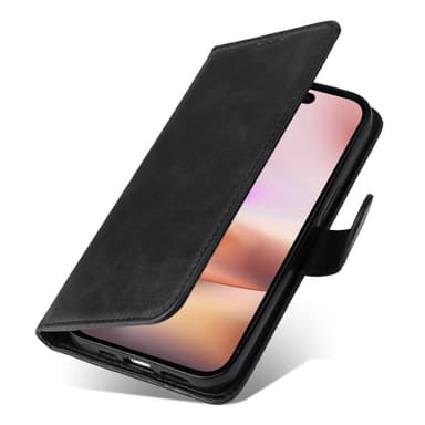 SKALO iPhone 16 Plus PU-Läder Plånboksfodral - Svart