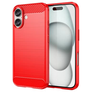 SKALO iPhone 16 Armor Carbon Stöttåligt TPU-skal - Röd