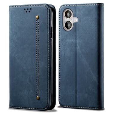 SKALO iPhone 16 Plus Jeans Plånboksfodral - Blå