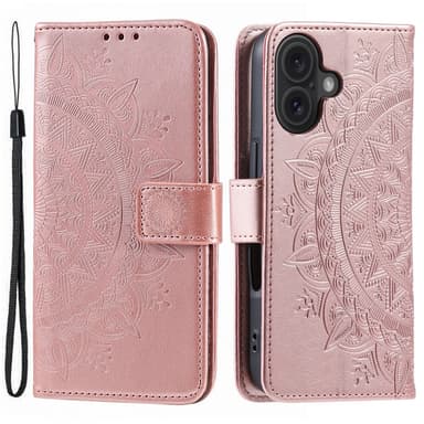 SKALO iPhone 16 Plus Mandala Plånboksfodral - Roséguld
