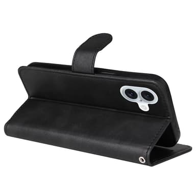 SKALO iPhone 16 Plus PU-Läder Plånboksfodral - Svart
