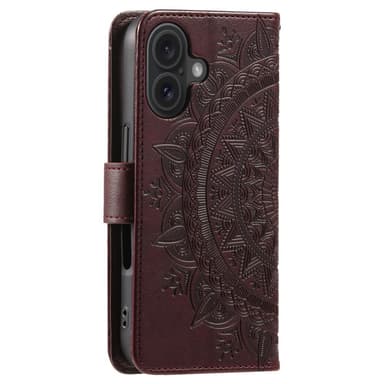 SKALO iPhone 16 Plus Mandala Plånboksfodral - Brun