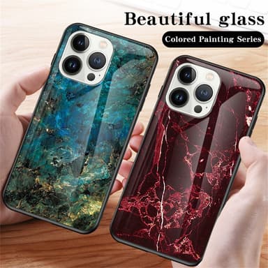 SKALO iPhone 16 Pro Marmor Härdat Glas TPU-skal - Motiv 1