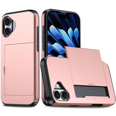 SKALO iPhone 16 Plus Armor Skal Korthållare - Roséguld