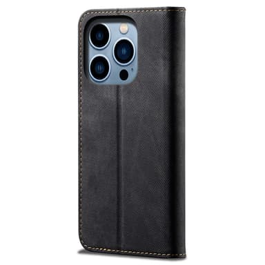 SKALO iPhone 16 Pro Jeans Plånboksfodral - Svart