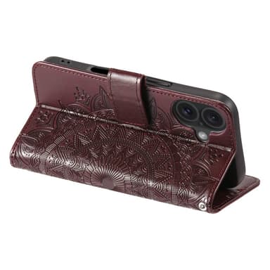 SKALO iPhone 16 Plus Mandala Plånboksfodral - Brun