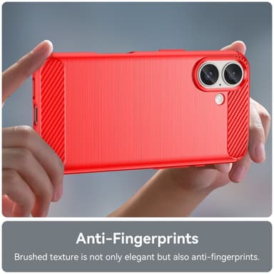 SKALO iPhone 16 Armor Carbon Stöttåligt TPU-skal - Röd