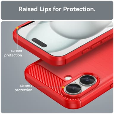 SKALO iPhone 16 Armor Carbon Stöttåligt TPU-skal - Röd