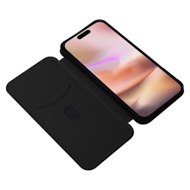 SKALO iPhone 16 Carbon Fiber Plånboksfodral - Svart