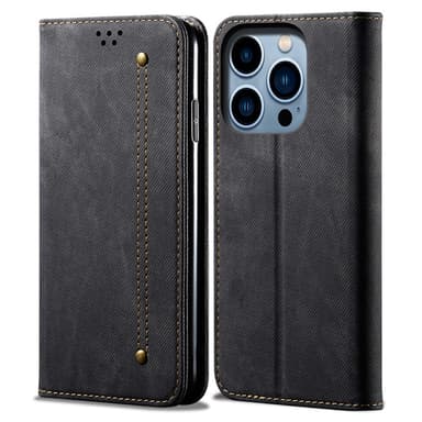 SKALO iPhone 16 Pro Jeans Plånboksfodral - Svart