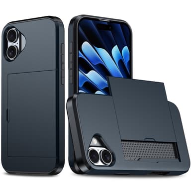 SKALO iPhone 16 Plus Armor Skal Korthållare - Blå