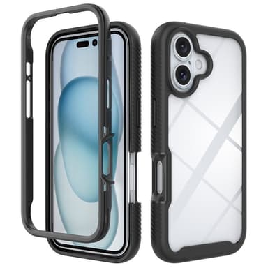 SKALO iPhone 16 Shockproof Clear Hybrid Skal - Svart