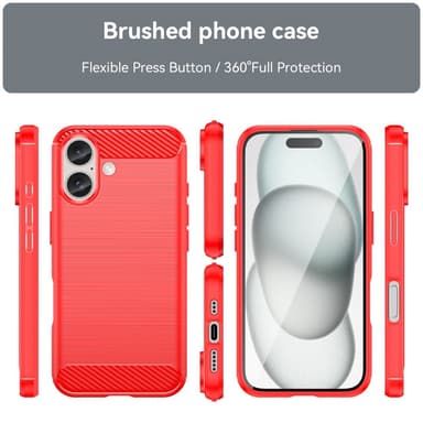 SKALO iPhone 16 Armor Carbon Stöttåligt TPU-skal - Röd