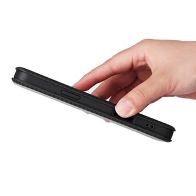 SKALO iPhone 16 Carbon Fiber Plånboksfodral - Svart