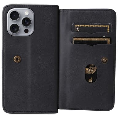 SKALO iPhone 16 Pro Max 10-FACK Plånboksfodral - Svart
