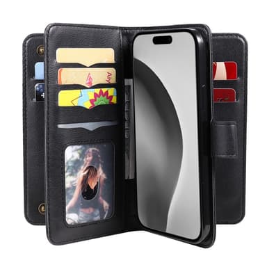 SKALO iPhone 16 Pro Max 10-FACK Plånboksfodral - Svart