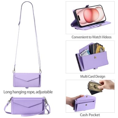 SKALO iPhone 16 Pro Max Evelope Clutch 5-Fack - Lila