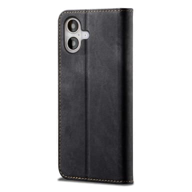 SKALO iPhone 16 Plus Jeans Plånboksfodral - Svart