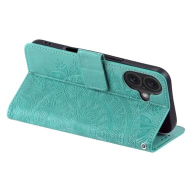 SKALO iPhone 16 Mandala Plånboksfodral - Turkos