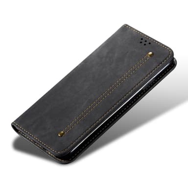 SKALO iPhone 16 Plus Jeans Plånboksfodral - Svart
