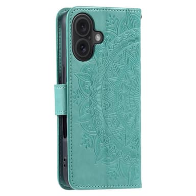 SKALO iPhone 16 Mandala Plånboksfodral - Turkos