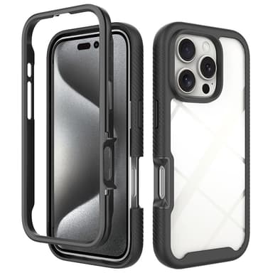 SKALO iPhone 16 Pro Shockproof Clear Hybrid Skal - Svart