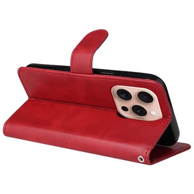 SKALO iPhone 16 Pro PU-Läder Plånboksfodral - Röd