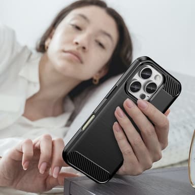 SKALO iPhone 16 Pro Armor Carbon Stöttåligt TPU-skal - Svart