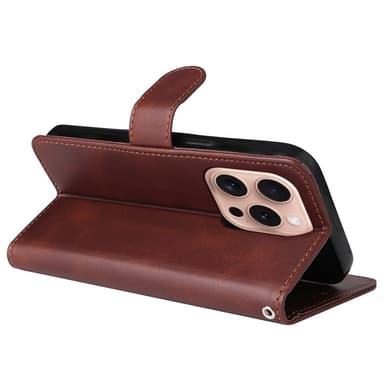 SKALO iPhone 16 Pro PU-Läder Plånboksfodral - Brun