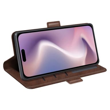 SKALO iPhone 16 Plus Premium Plånboksfodral - Brun