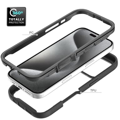SKALO iPhone 16 Pro Shockproof Clear Hybrid Skal - Svart