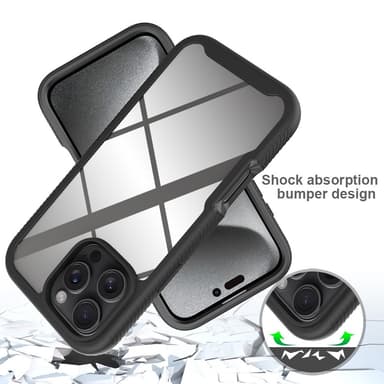 SKALO iPhone 16 Pro Max Shockproof Clear Hybrid Skal + Skärmskydd - Svart