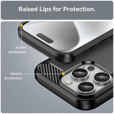 SKALO iPhone 16 Pro Max Armor Carbon Stöttåligt TPU-skal - Svart