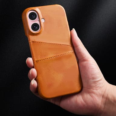 SKALO iPhone 16 Plus PU-Läder Korthållare Skal - Brun