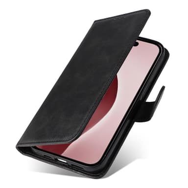 SKALO iPhone 16 Pro PU-Läder Plånboksfodral - Svart