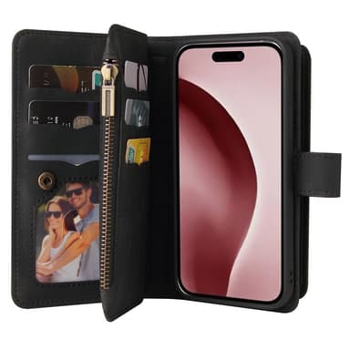SKALO iPhone 16 Pro Big Wallet 17-FACK Plånboksfodral - Svart