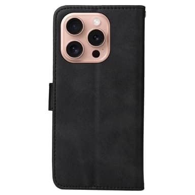 SKALO iPhone 16 Pro PU-Läder Plånboksfodral - Svart