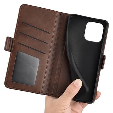 SKALO iPhone 16 Plus Premium Plånboksfodral - Brun