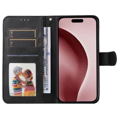 SKALO iPhone 16 Pro PU-Läder Plånboksfodral - Svart