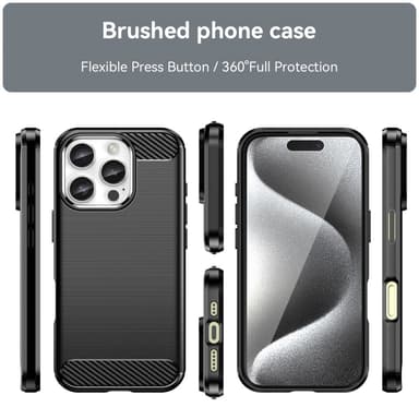SKALO iPhone 16 Pro Max Armor Carbon Stöttåligt TPU-skal - Svart