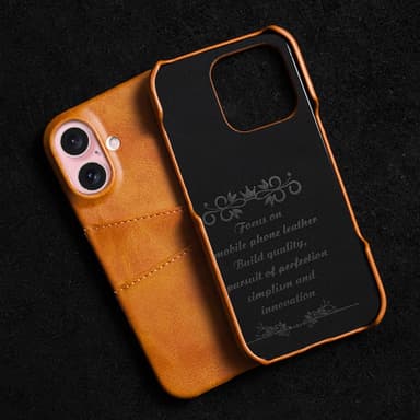 SKALO iPhone 16 Plus PU-Läder Korthållare Skal - Brun