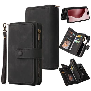 SKALO iPhone 16 Pro Big Wallet 17-FACK Plånboksfodral - Svart