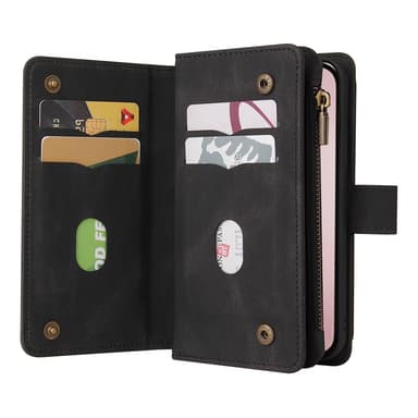 SKALO iPhone 16 Pro Big Wallet 17-FACK Plånboksfodral - Svart