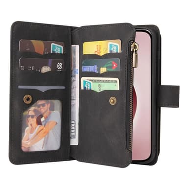 SKALO iPhone 16 Pro Big Wallet 17-FACK Plånboksfodral - Svart