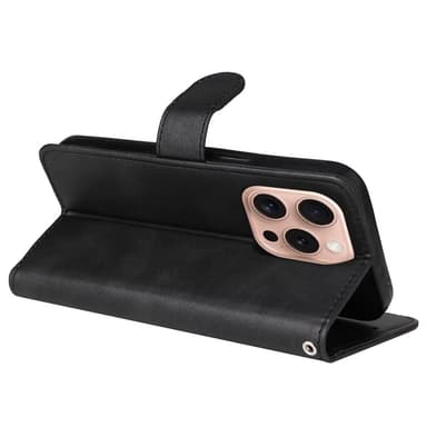 SKALO iPhone 16 Pro PU-Läder Plånboksfodral - Svart