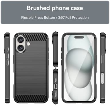 SKALO iPhone 16 Armor Carbon Stöttåligt TPU-skal - Svart