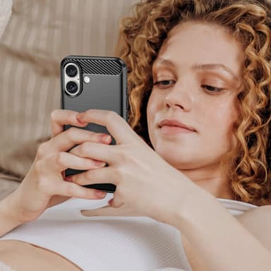 SKALO iPhone 16 Armor Carbon Stöttåligt TPU-skal - Svart