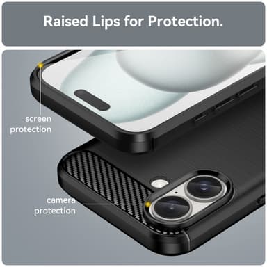 SKALO iPhone 16 Armor Carbon Stöttåligt TPU-skal - Svart