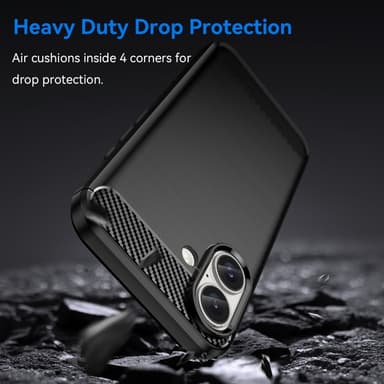 SKALO iPhone 16 Armor Carbon Stöttåligt TPU-skal - Svart